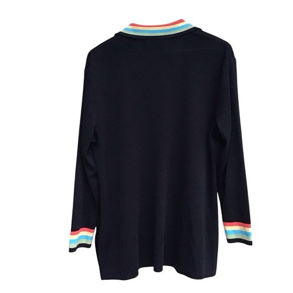 Misook Black Open Front Cardigan With Colorful Accents Size L - Picture 9 of 11